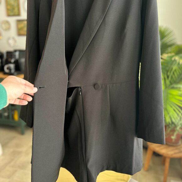 NWT XL (16) Black Express Tuxedo Double Breasted Blazer Romper - Picture 4 of 16